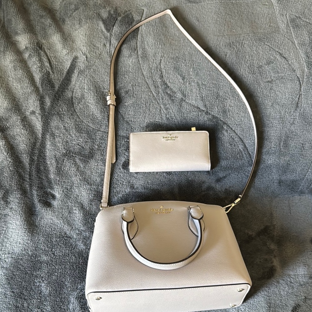 Kate Spade Cream Satchel with Metallic Detail